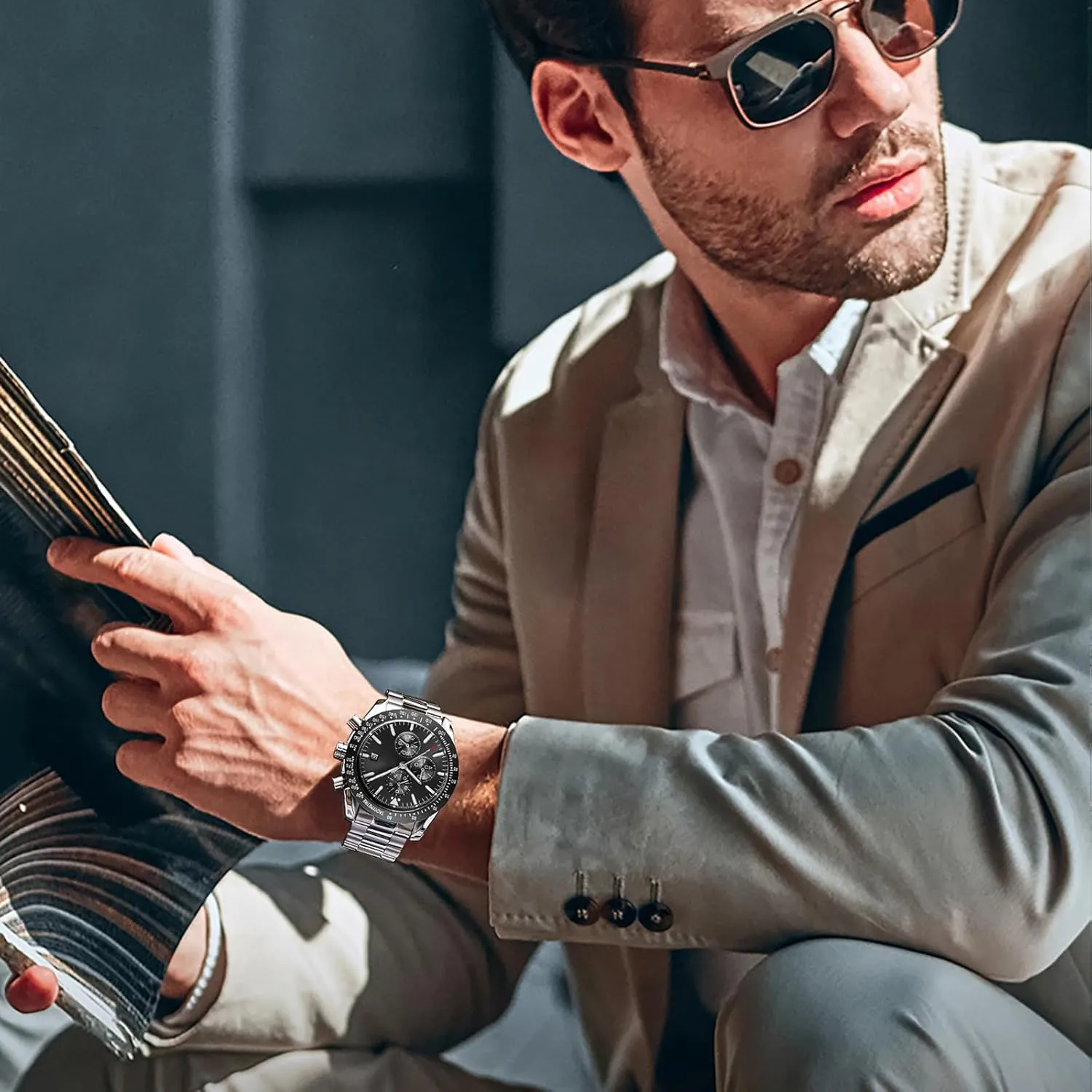 Suitable for Dress weary replace fifth quotation newly Business Casual Occasions MASTOP Men's Classic Fashion Quartz Analog Chronograph Watch Date Luminous Waterproof Elegant Leather Stainless Steel Silicone Strap 