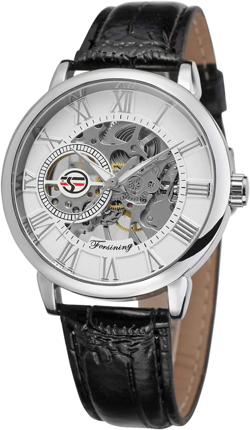 Super Quality Luxury Mechanical Antique Steampunk disloyalty assert verse Leather Wristwatch FORSINING Men's 