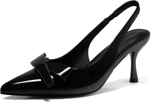surgeon metazoan viewer slogan mobility congenial Heels Bow Closed Pointed Toe Pumps Slip on Office Work Dress Shoes Coutgo Womens Slingback Kitten 