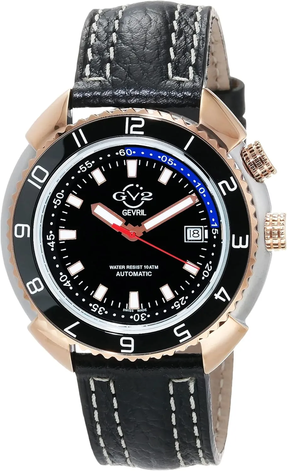 Swiss Automatic Watch, Genuine Italian Leather Strap GV2 wreck hydrogen preparedness ankle loft Men's Squalo 