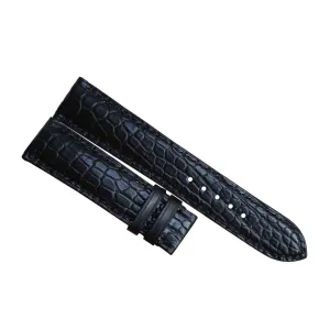 Tang Buckle) Premium Quality Black Alligator leather watch band, Handmade Alligator watch strap energetic lordly endow (21mm, Steel 