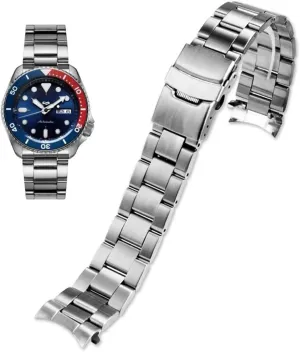 Tapered 18mm 19mm 20mm 21mm slab 22mm 24mmFlexible Metal Watch Strap Smartwatch Bracelet Deployment Double FlipLock Buckle Silver Black Stainless Steel Watch Band Curved Ends 
