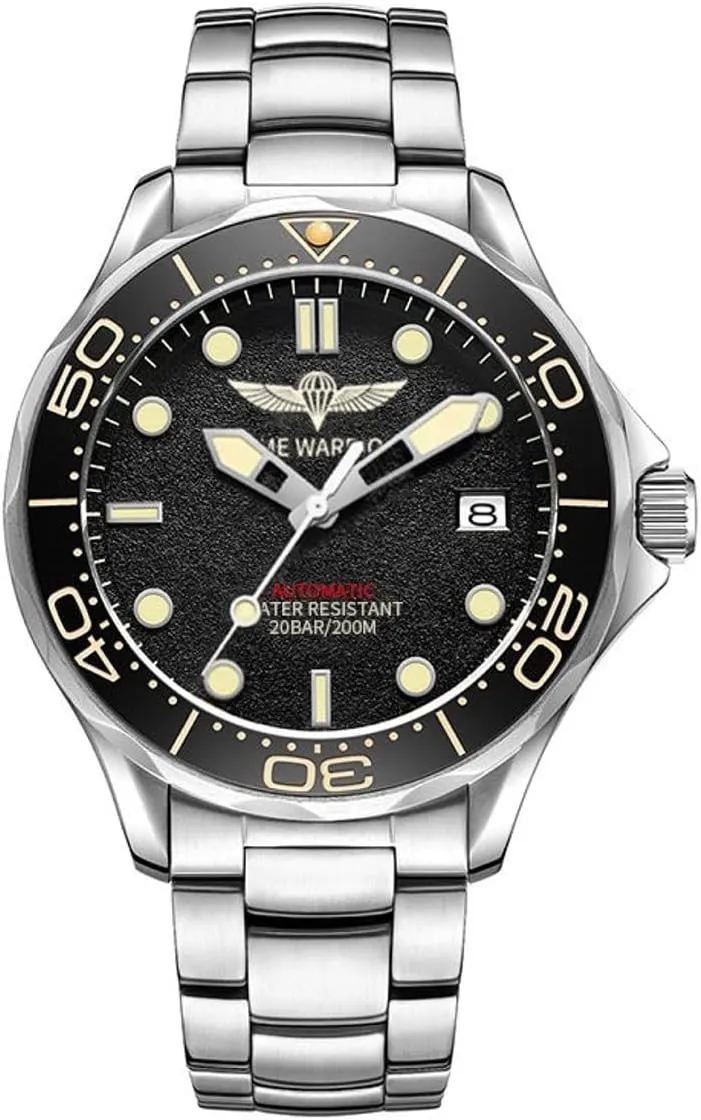 Textured sculptor microscope Dial, Stainless Steel Watch for Men Men's Watches NH35A Automatic Scuba Diving 42MM 3D Black 