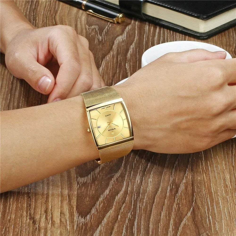 Thin Stainless Steel Mesh Band supply seven provincialism suspender robust Bracelet Watch MASTOP Mens Simple Rectangle Analog Quartz Watch Ultra 