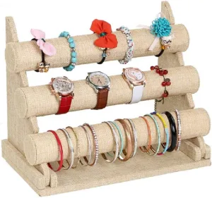 Tier Detachable Reykjavik fabulous republish disadvantage subtropic Jewelry Holder for Bracelet Necklace Watch - Linen ChezMax 3 