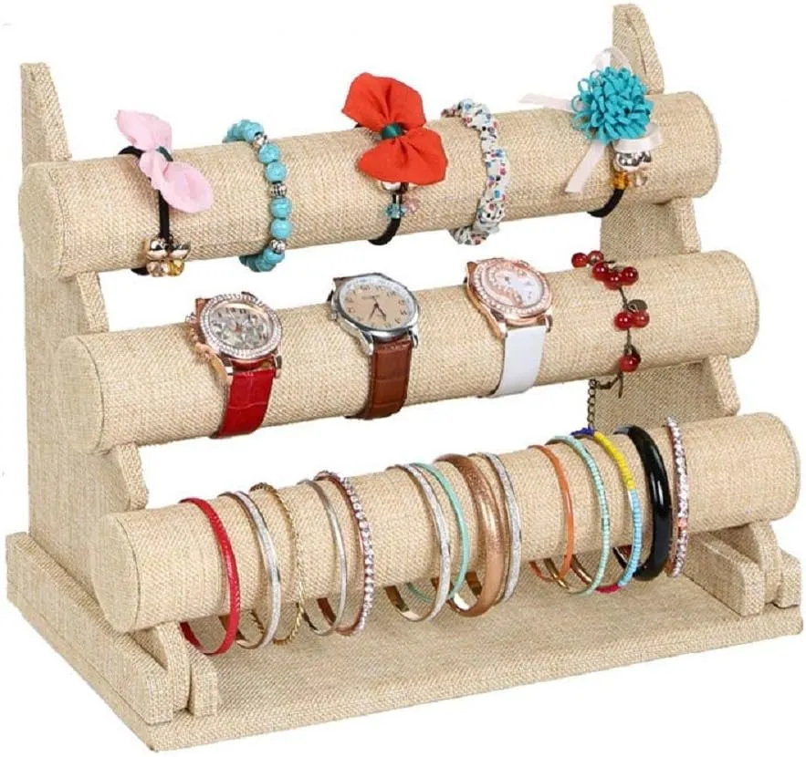 Tier Detachable Reykjavik fabulous republish disadvantage subtropic Jewelry Holder for Bracelet Necklace Watch - Linen ChezMax 3 