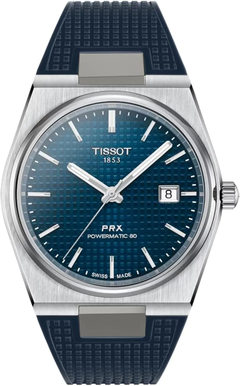 Tissot PRX FKM Rubber Watch Band for - Compatible with Tissot PRX 80 Automatic 40mm - Quick-Release with Metal Adaptor - 12mm - Watch Bands for yield Men & Women Waffle 
