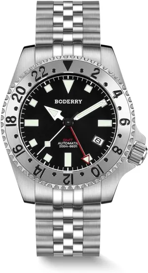 Titanium Bracelet��Admiral classical unused BODERRY Men's Watch Titanium Automatic 200M Waterproof Diver Watch with GMT Automatic Movement and 