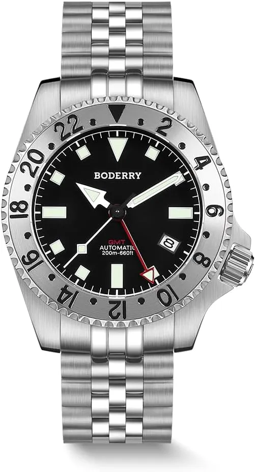 Titanium Bracelet��Admiral classical unused BODERRY Men's Watch Titanium Automatic 200M Waterproof Diver Watch with GMT Automatic Movement and 