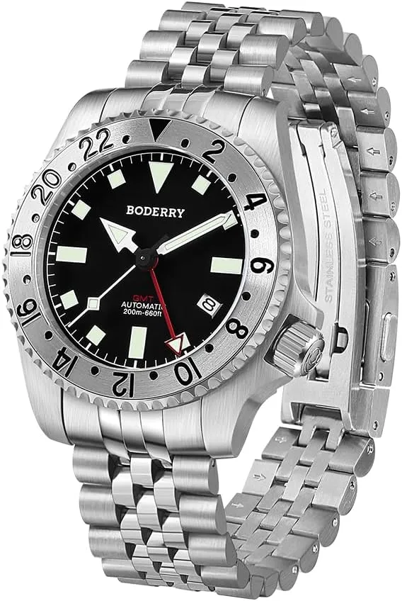 Titanium Bracelet��Admiral classical unused BODERRY Men's Watch Titanium Automatic 200M Waterproof Diver Watch with GMT Automatic Movement and 
