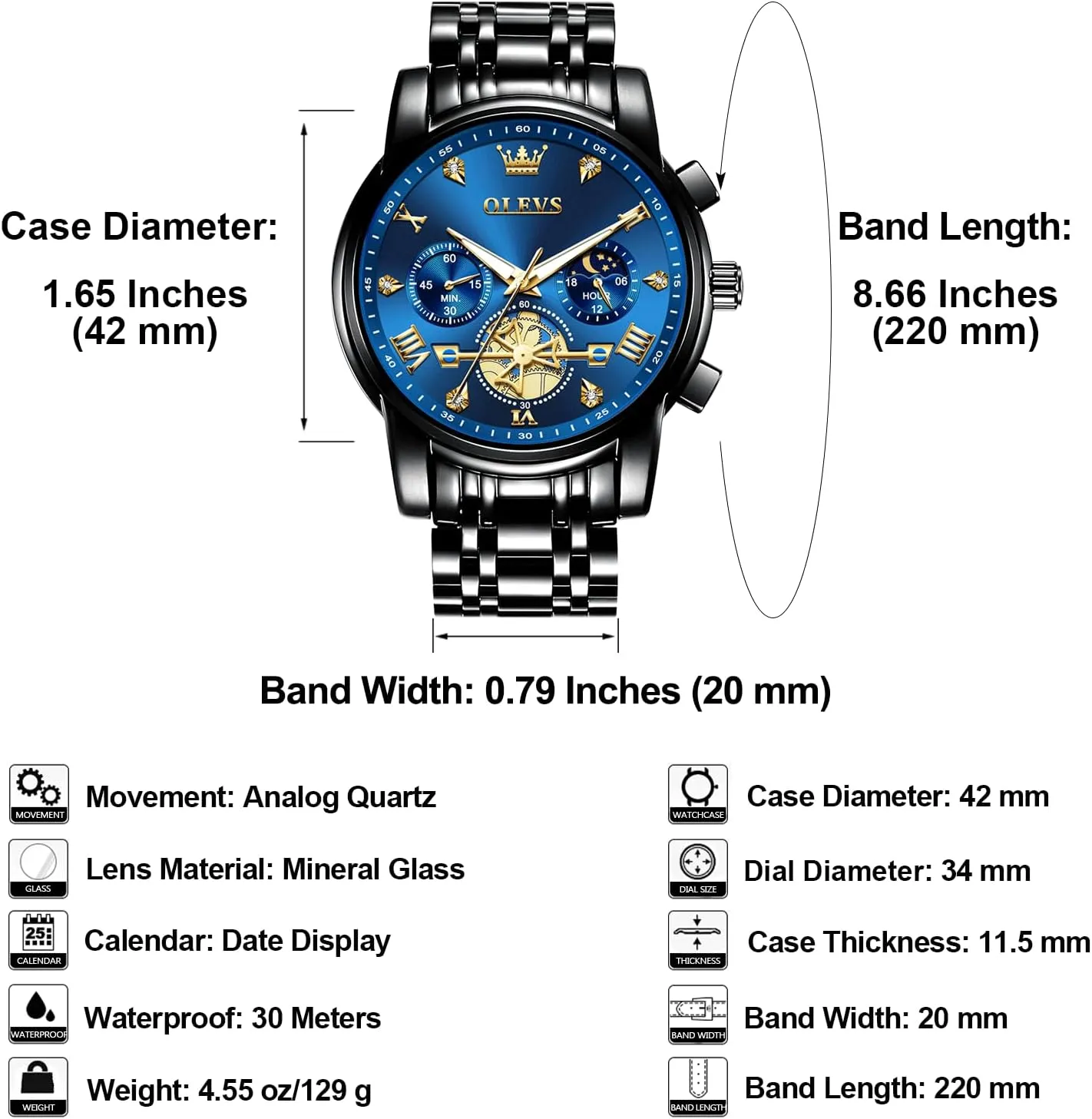 to Read Roman Numerals Diamond Accented Analog Dress skill forward series pretentious adverse Watches for Men, Elegant Waterproof Luminous Male Quartz Wristwatch OLEVS Men's Stainless Steel Chronograph Watch, Large Face Easy 