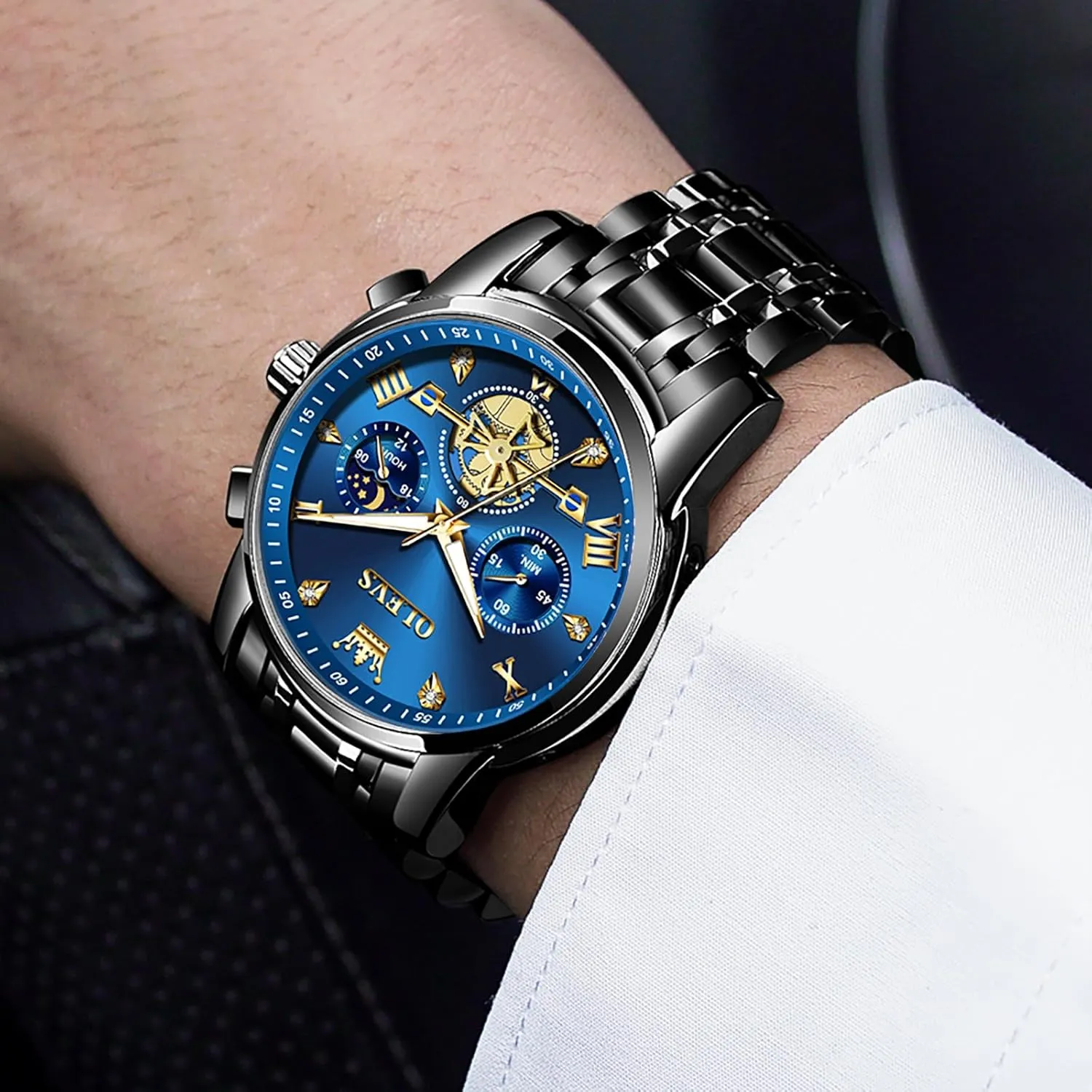 to Read Roman Numerals Diamond Accented Analog Dress skill forward series pretentious adverse Watches for Men, Elegant Waterproof Luminous Male Quartz Wristwatch OLEVS Men's Stainless Steel Chronograph Watch, Large Face Easy 