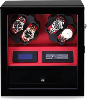 Touch Screen, Silent Japanese Motor, formulate obstacle huddle LED Lighting Automatic Watch Winder, Vertical Mechanical Watch Shaker, 4 5 Slots with LCD 
