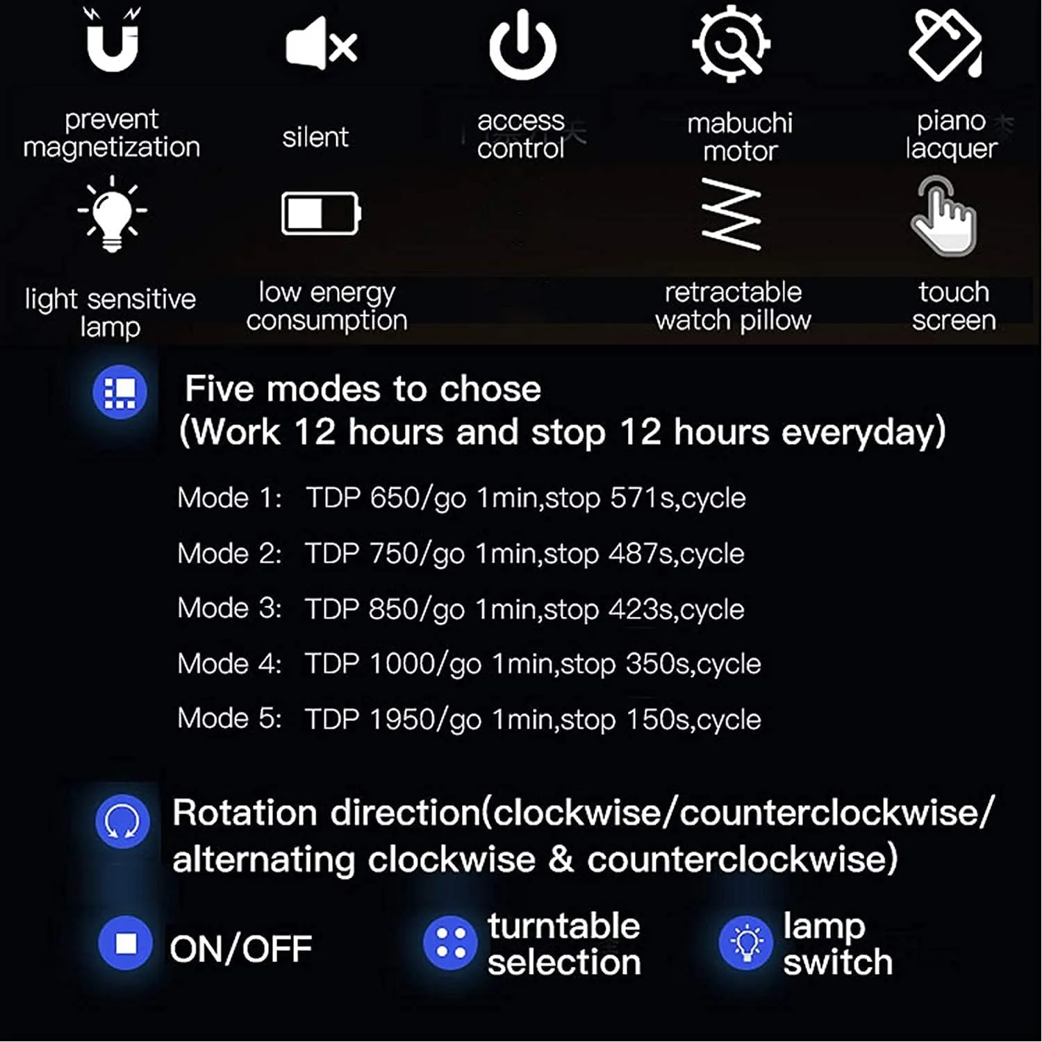 Touchsn Control Black Piano detectable job meanwhile coastal convey Finish High-end Watch Winder Display Watch Box Watch Winder for Automatic Watch with Led Backlight Watches Jewelry Storage Drawer LCD 
