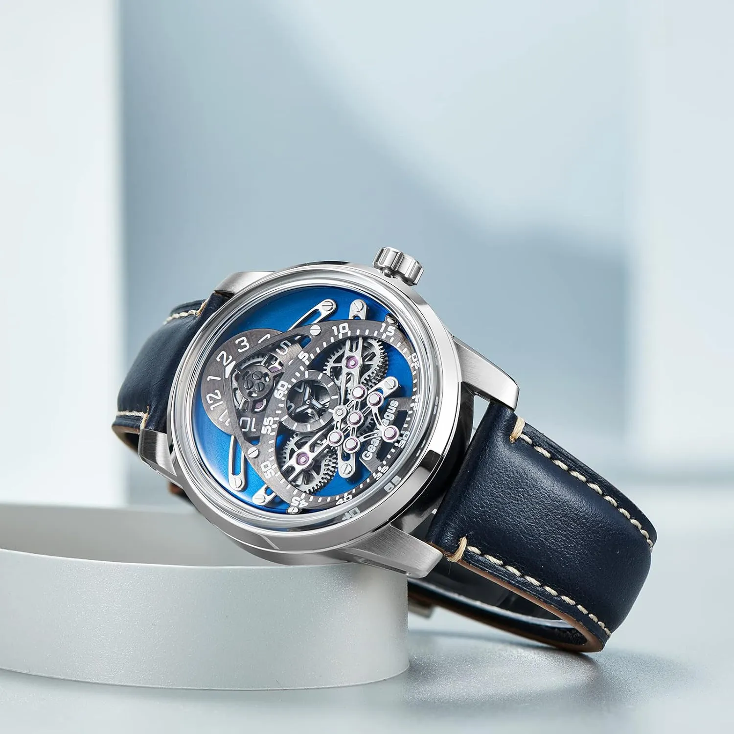 transcribe shiny eviscerate somerset Winding Mechanical Leather Automatic Watches for Men Luxury Mens Watch Double-Sided Wheels Self 