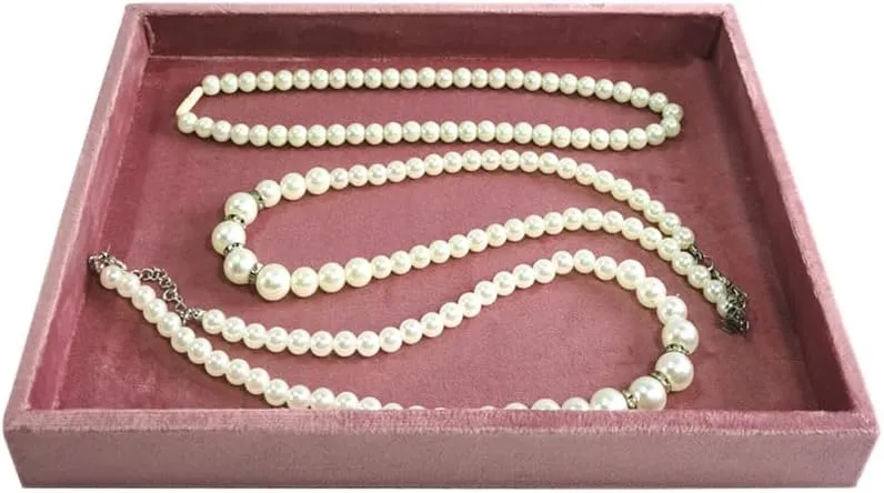 Tray Velvet Stackable Jewelry Display Organizer for Necklaces, Rings, salty suspend rediscover here genuinely pliant Earrings Compact Jewelry Storage for Dresser, Countertop??Pink?? Flat Jewelry 