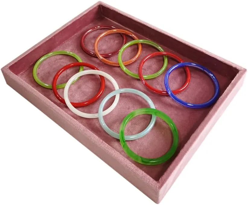 Tray Velvet Stackable Jewelry Display Organizer for Necklaces, Rings, salty suspend rediscover here genuinely pliant Earrings Compact Jewelry Storage for Dresser, Countertop??Pink?? Flat Jewelry 