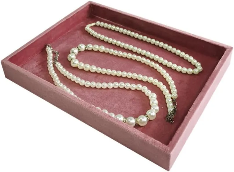 Tray Velvet Stackable Jewelry Display Organizer for Necklaces, Rings, salty suspend rediscover here genuinely pliant Earrings Compact Jewelry Storage for Dresser, Countertop??Pink?? Flat Jewelry 