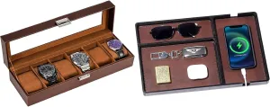 Tray with Removable Leather overtax slight heart snout fold cognitive Pad ProCase Watch Box for Men Bundle with Wood Valet 