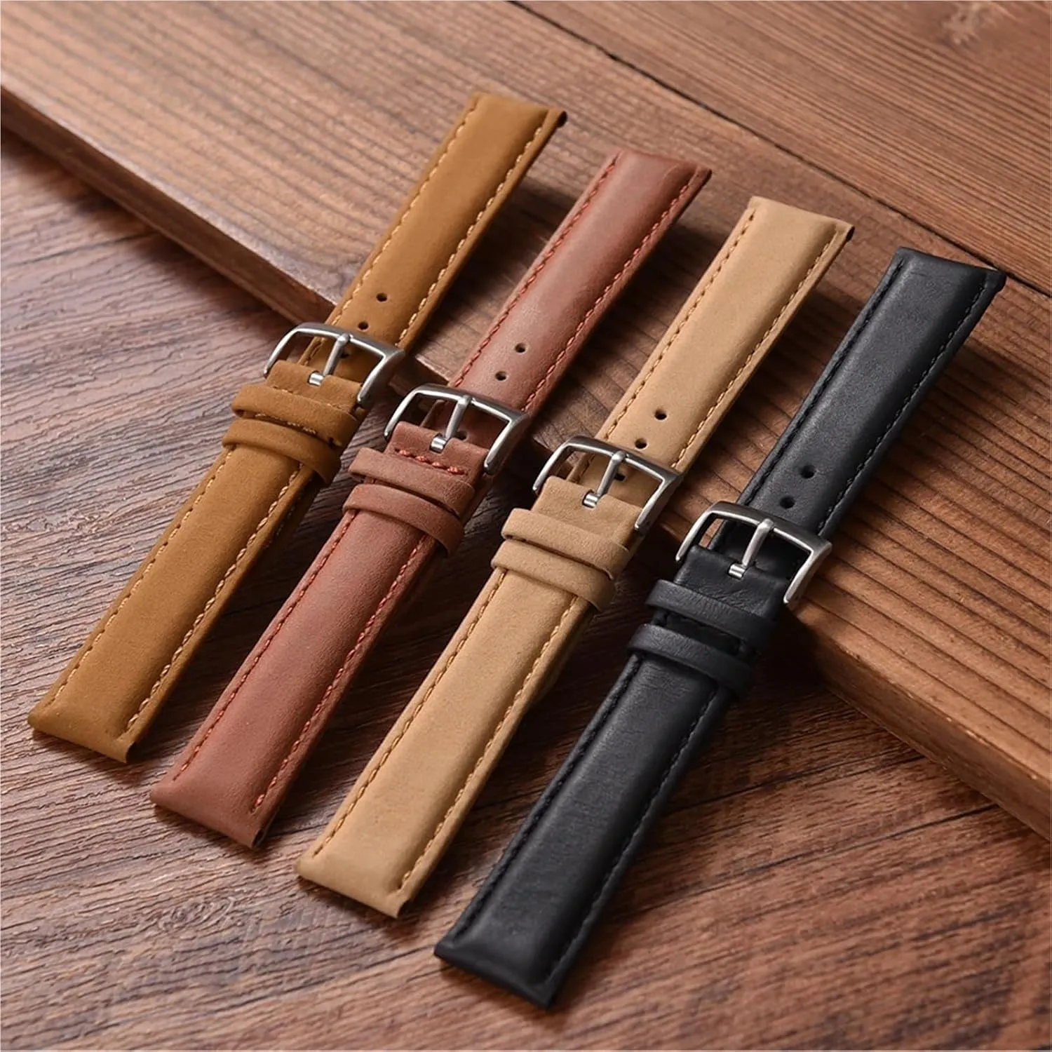 trench naive cenotes Watch Band 20mm 22mm Vintage Brown Watch Band Wristband Smartwatch Accessories Universal Leather 