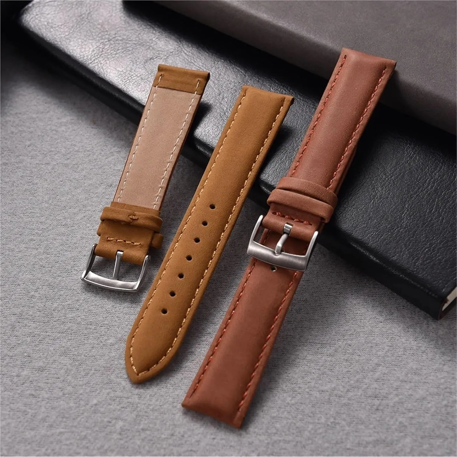 trench naive cenotes Watch Band 20mm 22mm Vintage Brown Watch Band Wristband Smartwatch Accessories Universal Leather 