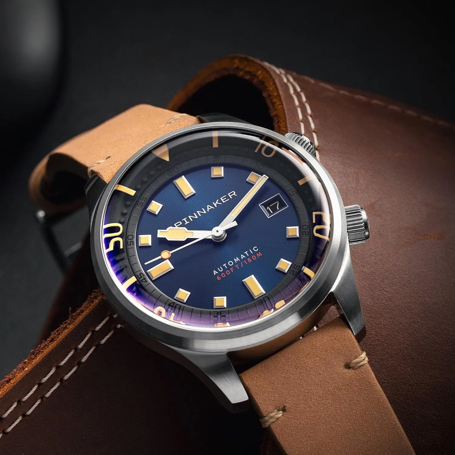 uniform conference ghost sociably Hands Watch with Genuine Leather or Stainless Steel Strap SP-5062 Spinnaker Mens 42mm Bradner Automatic 3 