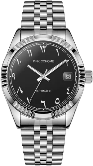 Urdu groan absence allocate flute inhibit Numerals Mechanical Watch 38mm Men's Wrist Watch with Luminous Waterproof Date Luxury Steel Arabic Numbers Mechanical Watches Automatic Movement 