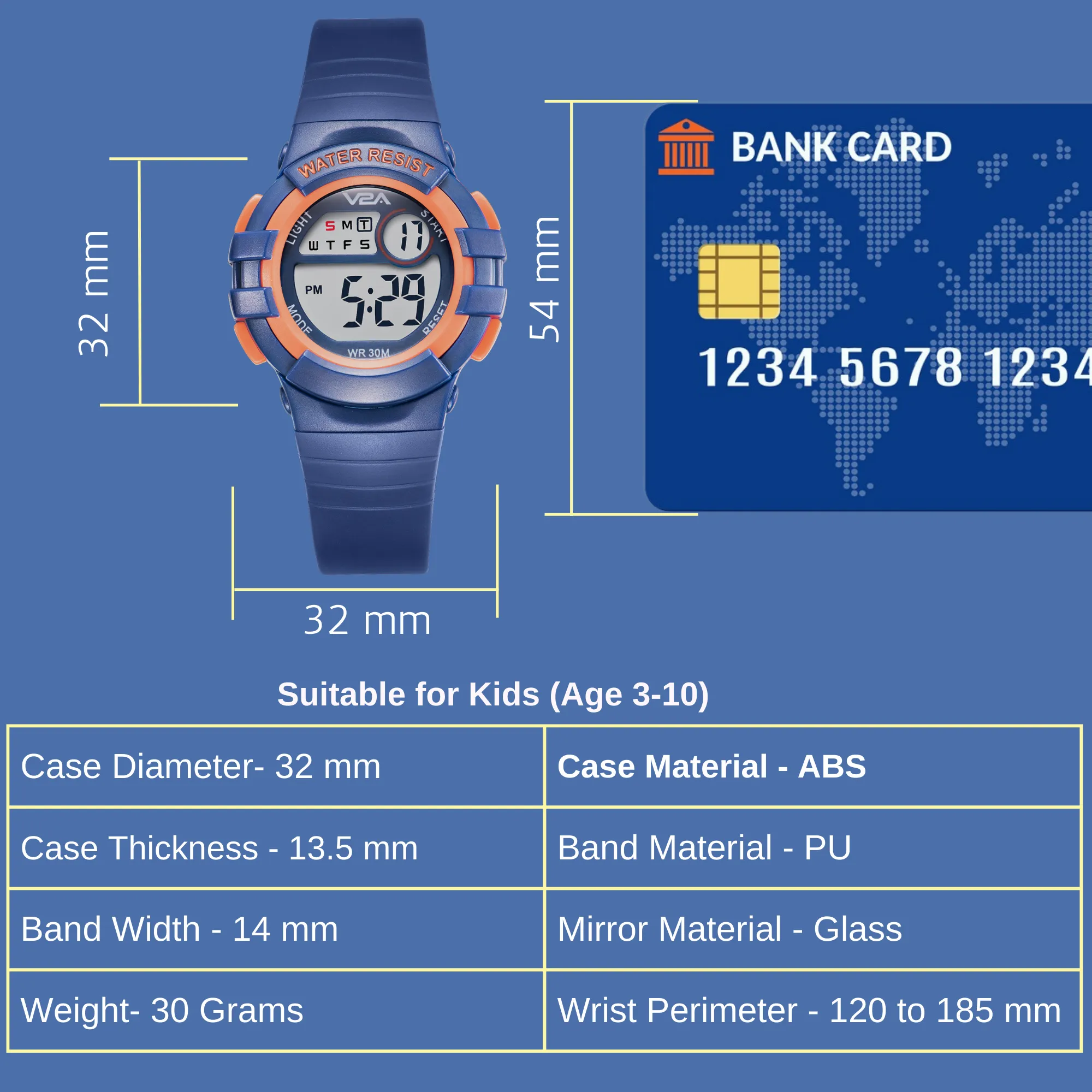 V2A Digital Watch for Boys – Kids Between 3 to 10 Years of Age Multi-Functional 30 M Waterproof Digital Sports Watches for Boys| Watch for Kids Age 3 5 6 7 8