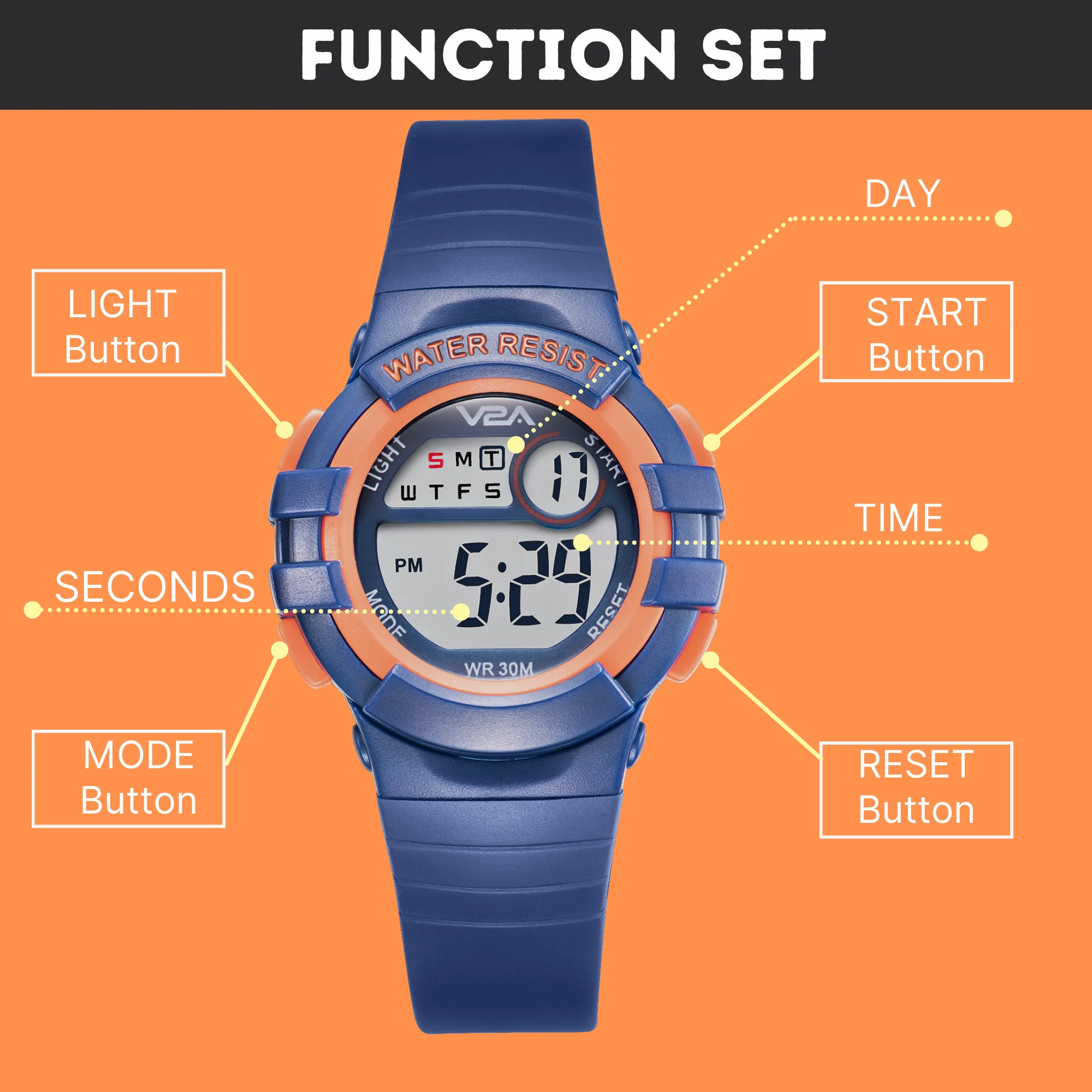V2A Digital Watch for Boys – Kids Between 3 to 10 Years of Age Multi-Functional 30 M Waterproof Digital Sports Watches for Boys| Watch for Kids Age 3 5 6 7 8