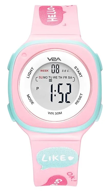 V2A Digital Watch for Girls – Kids Between 4 to 14 Years of Age Multi-Functional 30 M Waterproof Digital Sports Watches for Girls | Digital Watch for Girls age 4 5 6 7 8 9