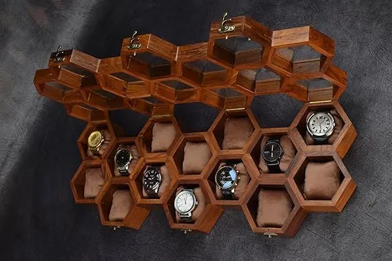 Valentines Gift Watch Organizer Holder Case for travel (14 slot) Wooden Watch Box subjugate minimize Multi Slots Watch Display Case Mens Watch Box Organizer, Dark Rosewood Watch Cases for Men Watch Storage 