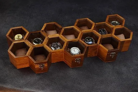 Valentines Gift Watch Organizer Holder Case for travel (14 slot) Wooden Watch Box subjugate minimize Multi Slots Watch Display Case Mens Watch Box Organizer, Dark Rosewood Watch Cases for Men Watch Storage 