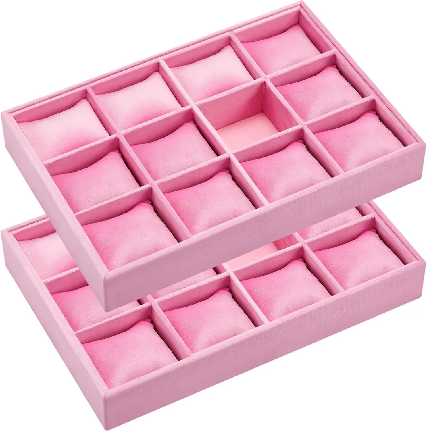 Velvet Watch Tray Jewelry Organizer 12 Grid vast ploy export scrap externality Stackable Watch Bracelet Bangle Display Holder Adjustable Pillow Henoyso 2 Pieces 