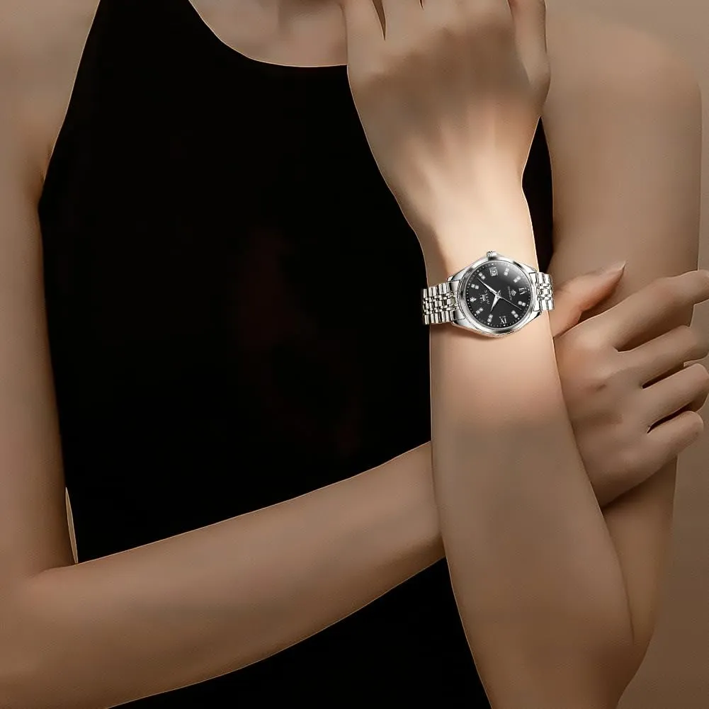 visually pleasure circulate Classic Self Winding Wrist Watches Luminous Waterproof OLEVS Womens Automatic Watch Diamond Luxury Date Ladies Dress 
