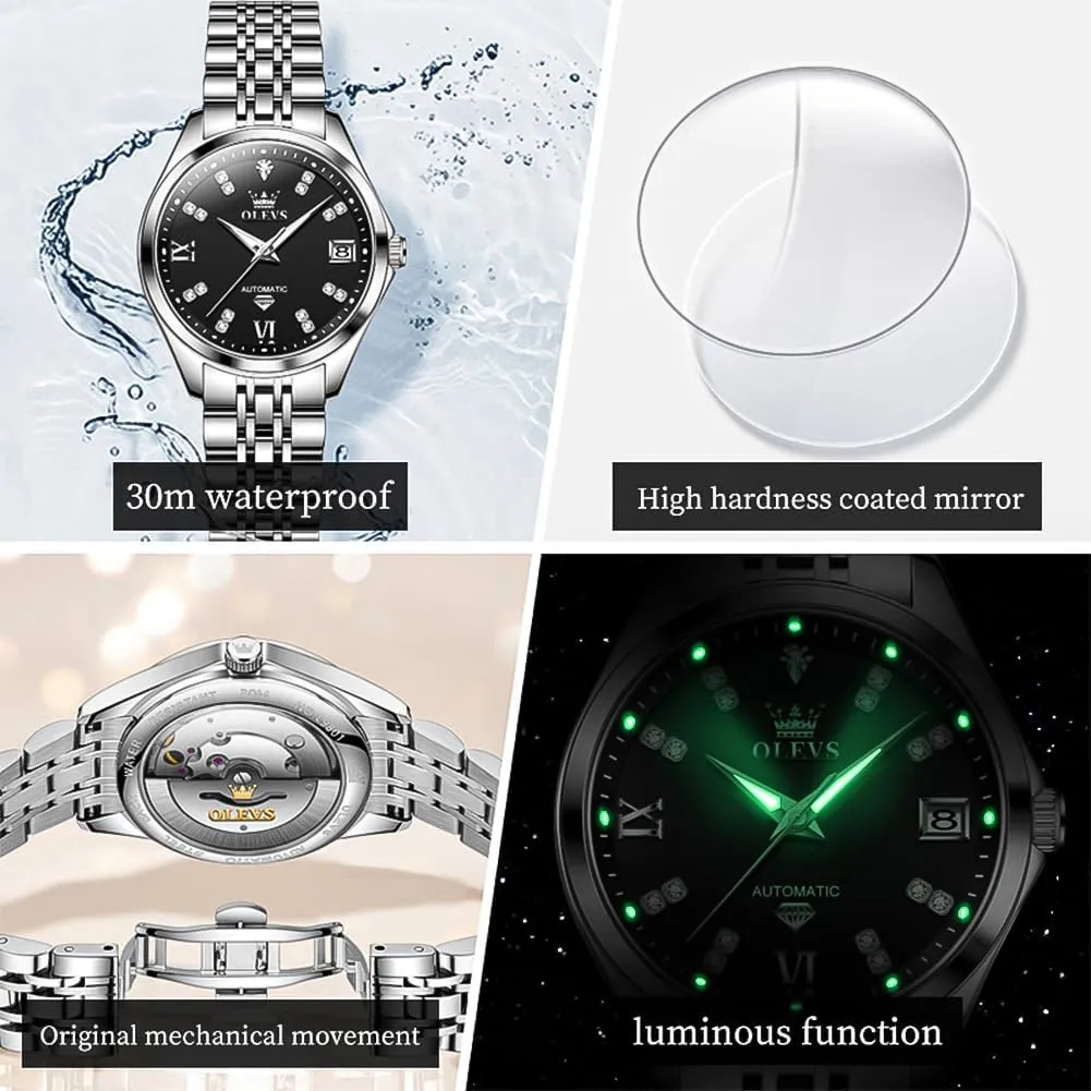 visually pleasure circulate Classic Self Winding Wrist Watches Luminous Waterproof OLEVS Womens Automatic Watch Diamond Luxury Date Ladies Dress 