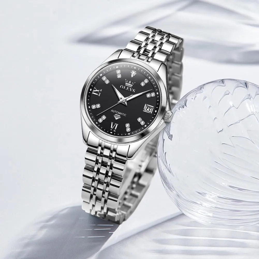 visually pleasure circulate Classic Self Winding Wrist Watches Luminous Waterproof OLEVS Womens Automatic Watch Diamond Luxury Date Ladies Dress 