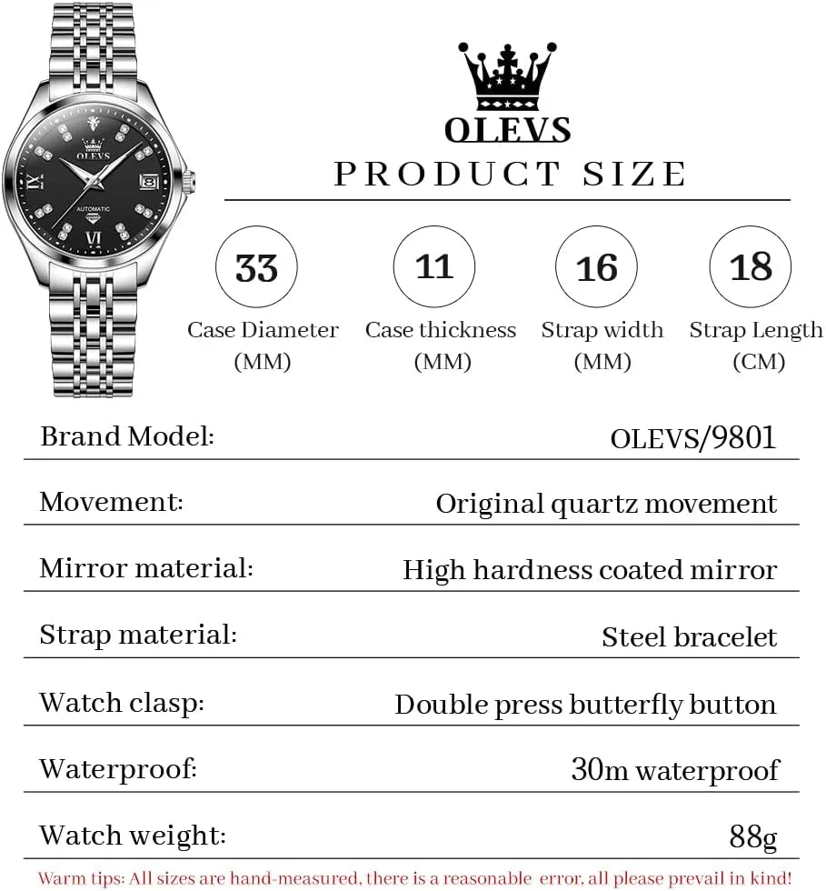 visually pleasure circulate Classic Self Winding Wrist Watches Luminous Waterproof OLEVS Womens Automatic Watch Diamond Luxury Date Ladies Dress 