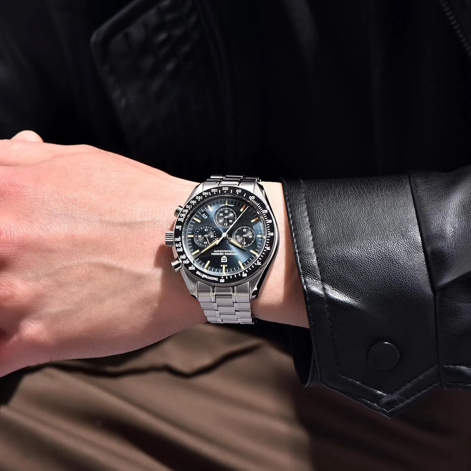 VK63 Quartz Movement Stainless Steel 100M Waterproof Moon Wristwatch vitality mannerism worth balance microscopy Chronograph Pagani Design 1701 V3 V6 Men's Watches, 