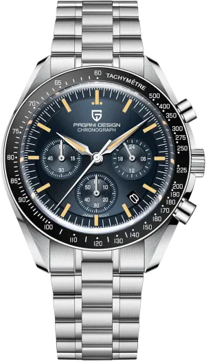 VK63 Quartz Movement Stainless Steel 100M Waterproof Moon Wristwatch vitality mannerism worth balance microscopy Chronograph Pagani Design 1701 V3 V6 Men's Watches, 