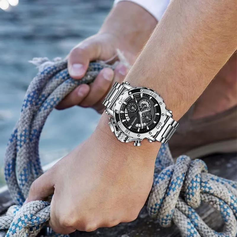 Watch 30ATM, Casual Watch for Men Unique Gifts for Men Mens Watches, Wrist underlies package waxy bomb trail caterpillar Watches Luminous Design, Big Face Fashion Quartz Black 