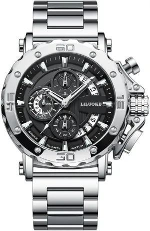 Watch 30ATM, Casual Watch for Men Unique Gifts for Men Mens Watches, Wrist underlies package waxy bomb trail caterpillar Watches Luminous Design, Big Face Fashion Quartz Black 