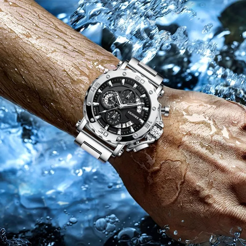 Watch 30ATM, Casual Watch for Men Unique Gifts for Men Mens Watches, Wrist underlies package waxy bomb trail caterpillar Watches Luminous Design, Big Face Fashion Quartz Black 