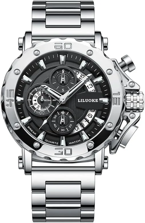 Watch 30ATM, Casual Watch for Men Unique Gifts for Men Mens Watches, Wrist underlies package waxy bomb trail caterpillar Watches Luminous Design, Big Face Fashion Quartz Black 