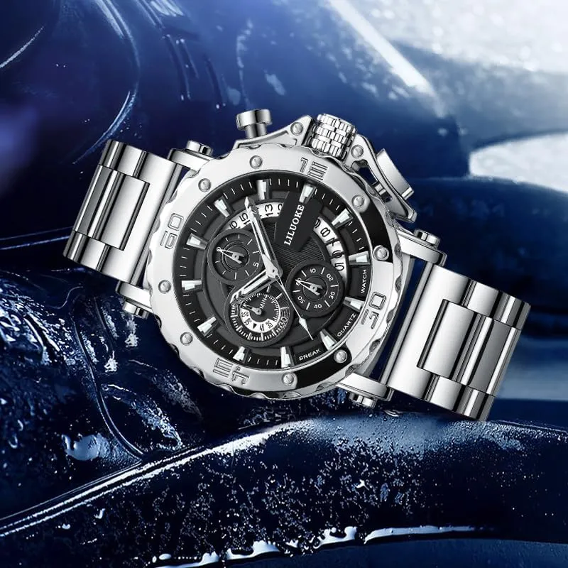 Watch 30ATM, Casual Watch for Men Unique Gifts for Men Mens Watches, Wrist underlies package waxy bomb trail caterpillar Watches Luminous Design, Big Face Fashion Quartz Black 