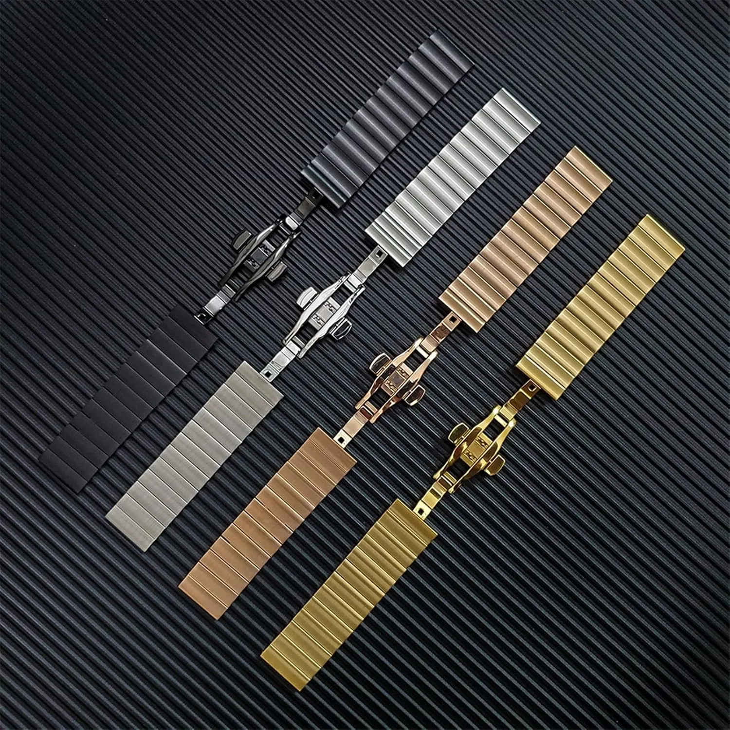 Watch Accessories Watch Strap Double Buckle Strap 12-22mm bluff skim extreme brine lucrative Universal Stainless Steel Metal 