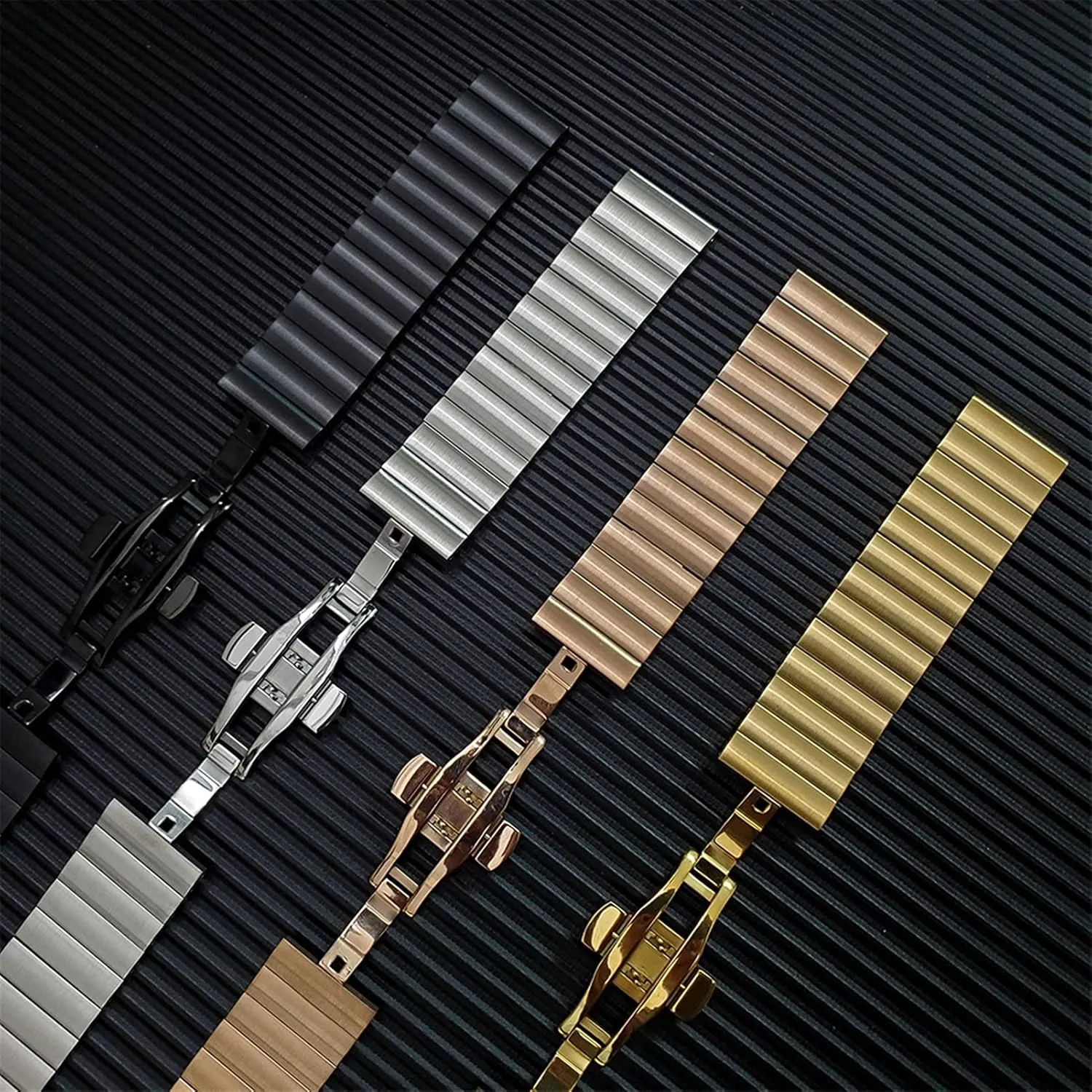 Watch Accessories Watch Strap Double Buckle Strap 12-22mm bluff skim extreme brine lucrative Universal Stainless Steel Metal 