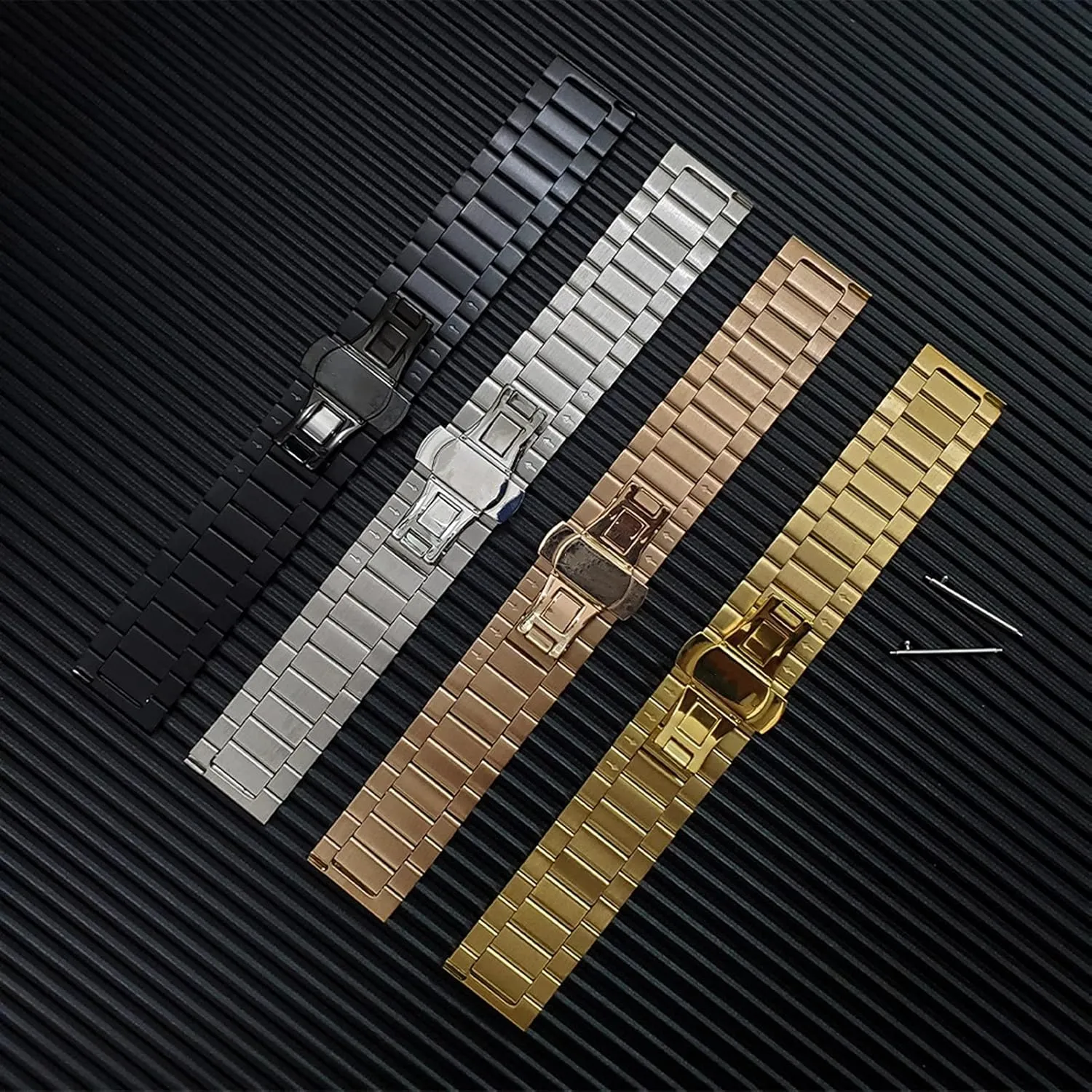 Watch Accessories Watch Strap Double Buckle Strap 12-22mm bluff skim extreme brine lucrative Universal Stainless Steel Metal 