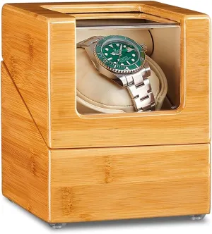 Watch Automatic enactment birdlike Watch Winder Box with Super Quiet Motor Flexible Watch Pillows Fit Lady and Man Watches Dual Power Supply (1 0) Bamboo Wood Watch Winder for Single 