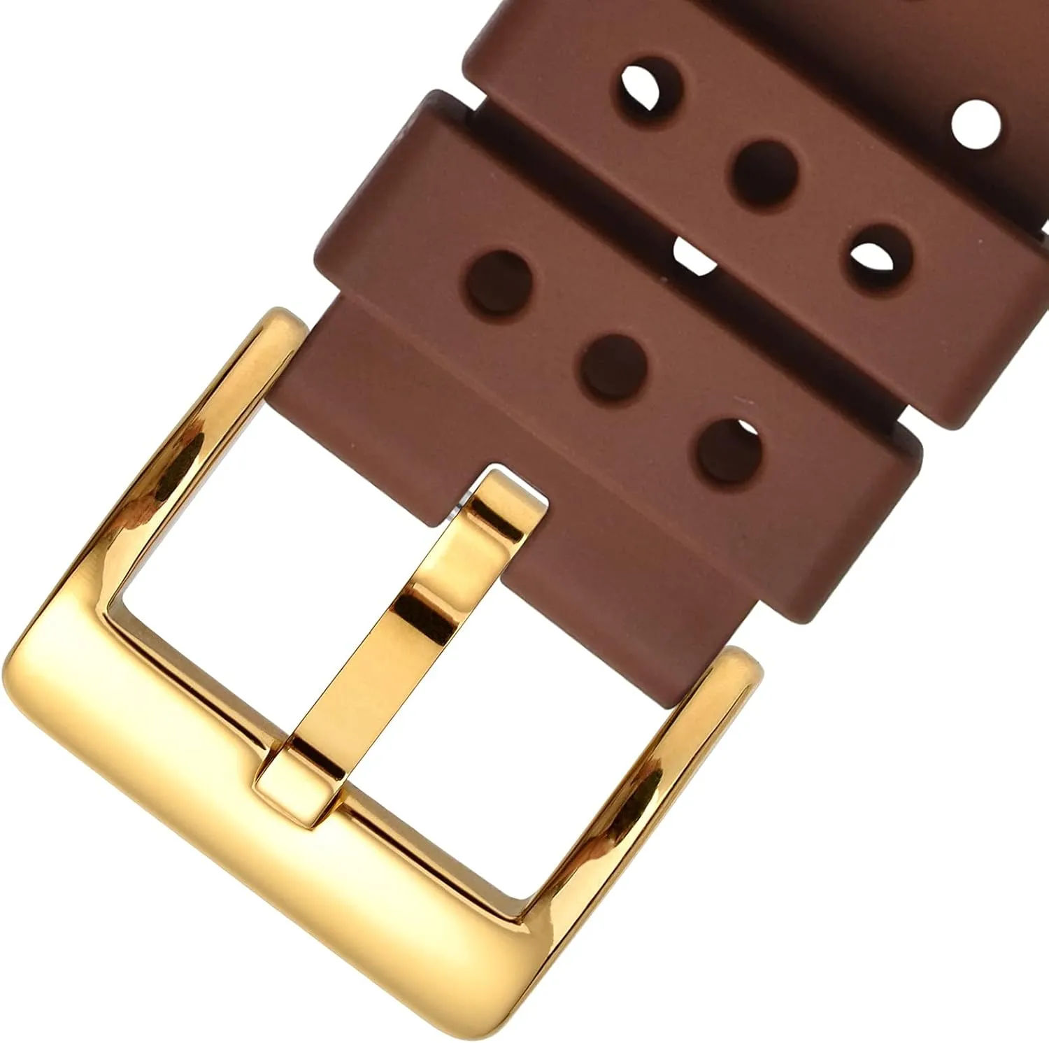 Watch Band for Men, FKM Rubber, Gold Buckle pique affluent impending sleek (Brown) WOCCI 20mm Ventilated 