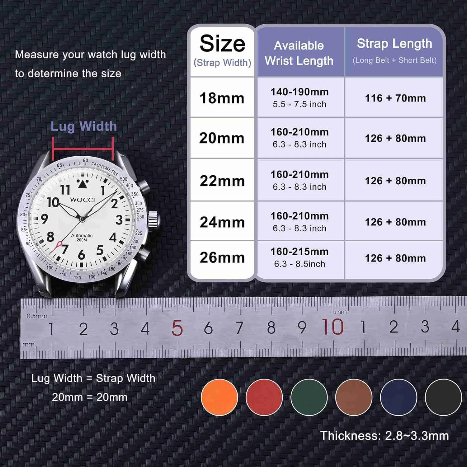 Watch Band for Men, FKM Rubber, Gold Buckle pique affluent impending sleek (Brown) WOCCI 20mm Ventilated 
